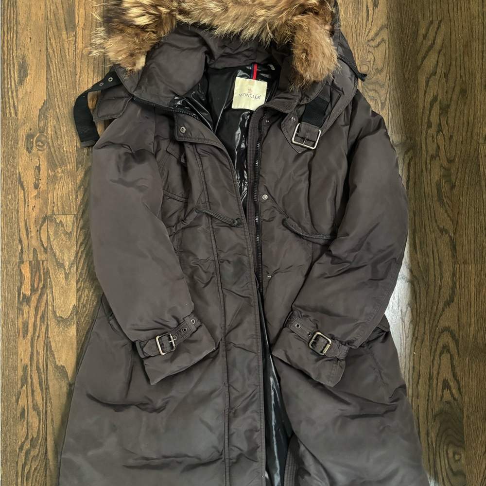 Moncler sz3 Brown Fur-Trimmed Parka Winter Coat